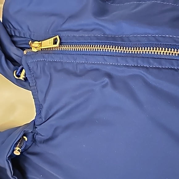 Steve Madden long bright blue long jacket full zipper belt attached hood - Picture 8 of 14